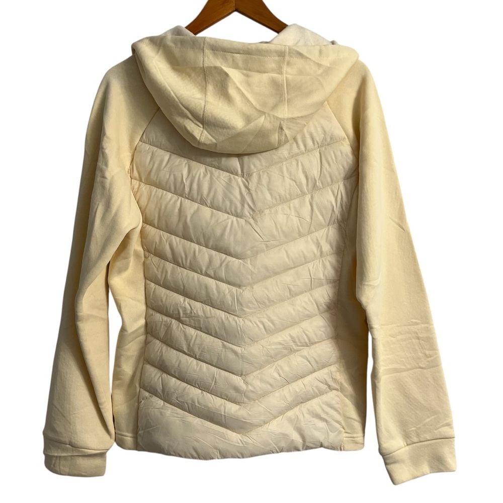Zyia Active Quilted Hybrid Jacket Fleece Hoodie Size XL Cream - Picture 8 of 9